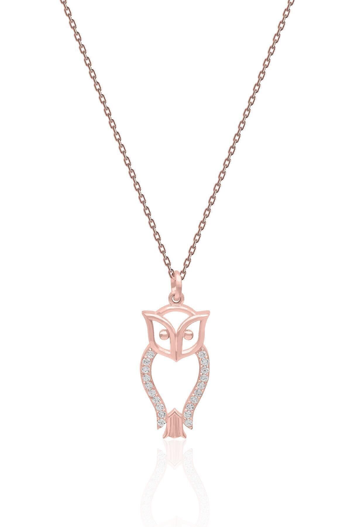 925 Ayar Zirkon Taşlı Baykuş Kolye