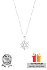 925 Ayar Gümüş Zirkon Taşlı Kar Tanesi Kadın Kolye