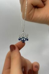 925 Ayar Safir Kar Tanesi Gümüş Kadın Kolye