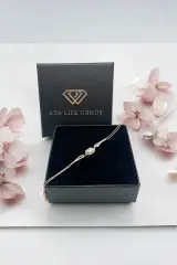 925 Ayar Gümüş Rose Baget Taşlı Gümüş Bileklik(ÖZEL KUTULU)