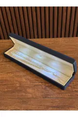 (Premium IŞIKLI KUTULU)925 Ayar Gümüş Çizikli Arpa Kesim Orta boy Tesbih 18 Ayar Beyaz Altın Kaplama