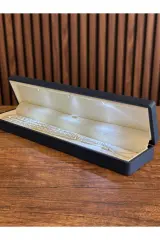 (Premium IŞIKLI KUTULU)925 Ayar Gümüş Çizikli Arpa Kesim Orta boy Tesbih 18 Ayar Beyaz Altın Kaplama