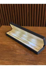 (Premium IŞIKLI KUTULU)925 Ayar Gümüş Arpa Kesim Orta boy Tesbih 18 Ayar Beyaz Altın Kaplama