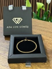 925 Ayar Gümüş 22 Ayar Gold Kaplama 4 mm Gurmet Erkek Bileklik (ÖZEL KUTULU)