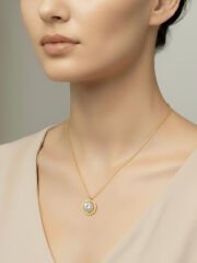 (ÇANTALI KUTU) 925 Ayar Gümüş Yuvarlak Zirkon Taşlı Kadın Kolye