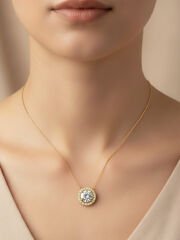 (ÇANTALI KUTU) 925 Ayar Gümüş Yuvarlak Zirkon Taşlı Kadın Kolye