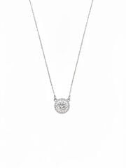 (ÇANTALI KUTU) 925 Ayar Gümüş Yuvarlak Zirkon Taşlı Kadın Kolye