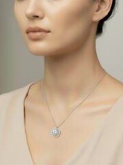 (ÇANTALI KUTU) 925 Ayar Gümüş Yuvarlak Zirkon Taşlı Kadın Kolye