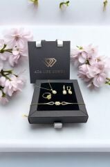 925 Ayar Gümüş Dörtlü Baget Set Gold(ÇANTALI KUTU)