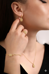 925 Ayar Gümüş Dörtlü Baget Set Gold(ÇANTALI KUTU)