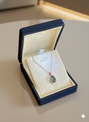 (PREMIUM IŞIKLI KUTULU) 925 Ayar Gümüş Elips Kolye