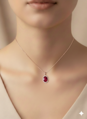 (PREMIUM IŞIKLI KUTULU) 925 Ayar Gümüş Elips Kolye