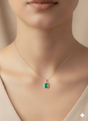 (PREMİUM IŞIKLI KUTULU)925 Ayar Gümüş Baget Model Kolye