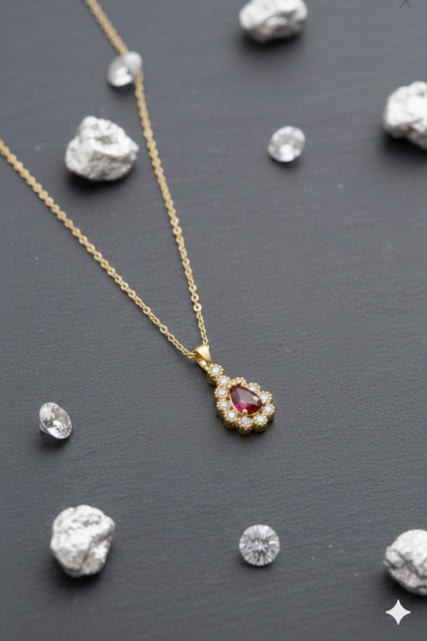 (IŞIKLI KUTULU) 925 Ayar Gümüş Damla Taşlı Model Zirkon Taşlı Kadın Kolye