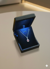 (IŞIKLI KUTULU) 925 Ayar Gümüş Damla Taşlı Model Zirkon Taşlı Kadın Kolye