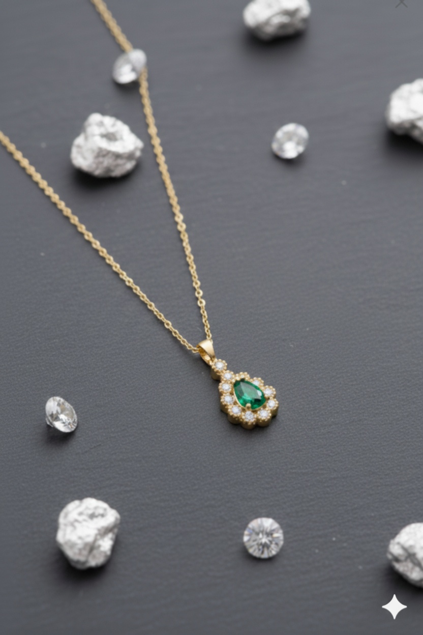 (ÖZEL KUTULU) 925 Ayar Gümüş Damla Taşlı Model Zirkon Taşlı Kadın Kolye