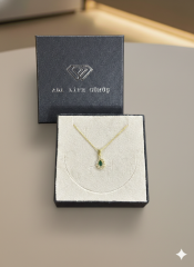 (ÖZEL KUTULU) 925 Ayar Gümüş Damla Taşlı Model Zirkon Taşlı Kadın Kolye