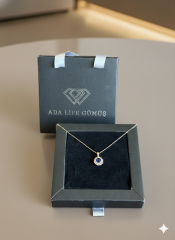 (ÇANTALI KUTULU)925 Ayar Gümüş 2li Sıra Yuvarlak Lacivert Model Kolye