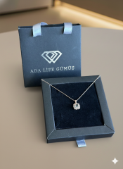 (ÇANTALI KUTULU) 925 Ayar Gümüş 2li Sıra Kare Gri Model Kolye