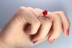 925 Ayar Gümüş Gül Motifli Ayarlanabilir Kadın Yüzük