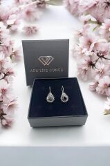 925 Ayar Gümüş Oniks Taşlı Damla Model Oksitli Telkari Kadın Küpe(ÖZEL KUTULU)