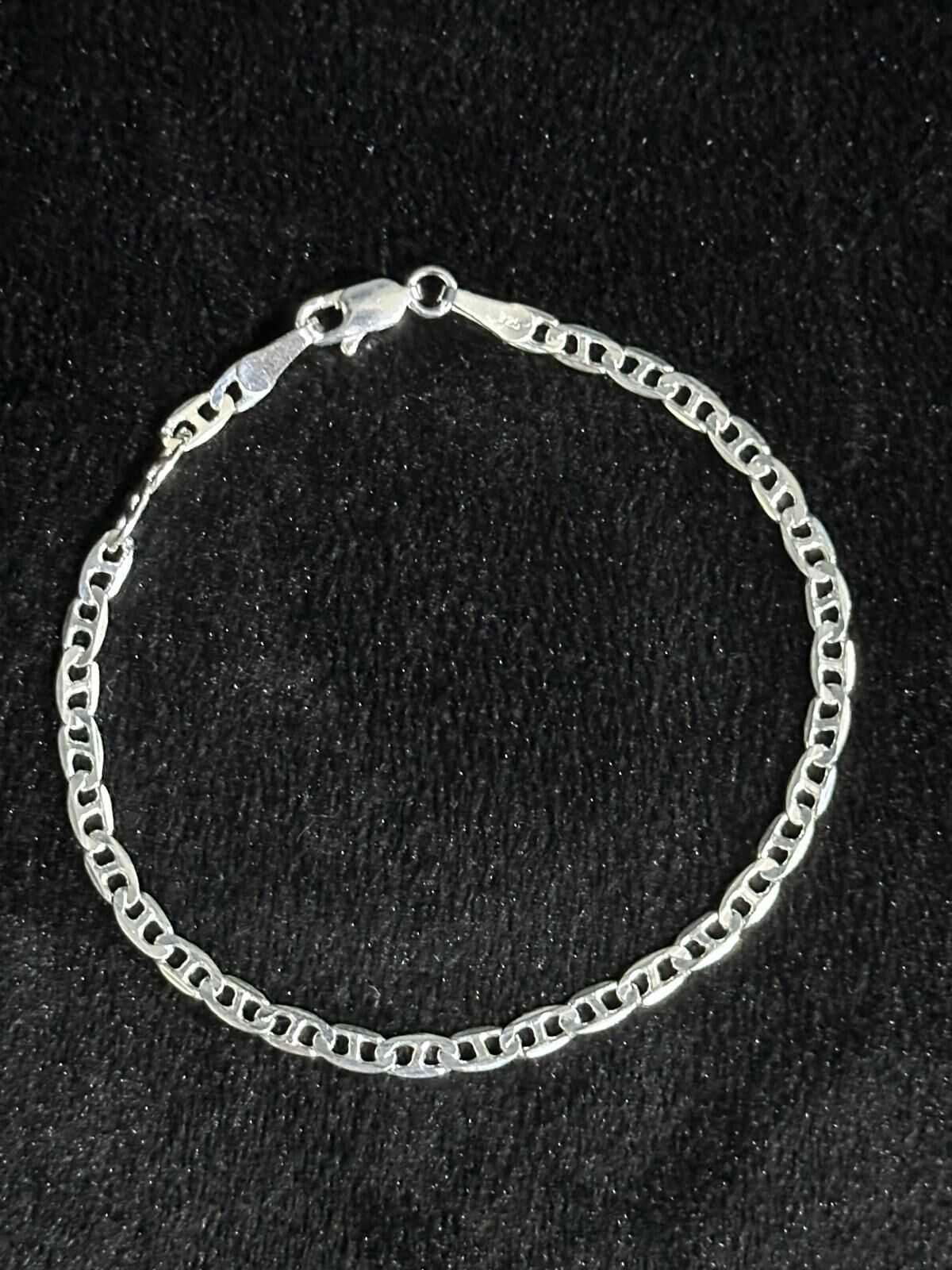 925 Ayar Gümüş 3mm Forse Barlı Erkek  Bileklik (Çantalı Kutu)