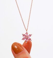 925 Ayar Gümüş Lotus Çiçeği Kadın Kolye (ÖZEL KUTULU)