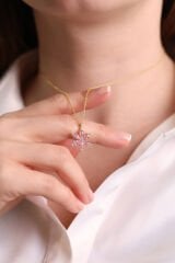 925 Ayar Gümüş Lotus Çiçeği Kadın Kolye (ÖZEL KUTULU)