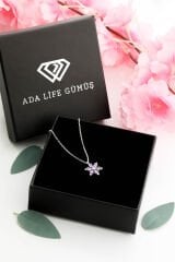 925 Ayar Gümüş Lotus Çiçeği Kadın Kolye (ÖZEL KUTULU)