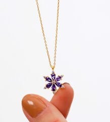 925 Ayar Gümüş Lotus Çiçeği Kadın Kolye (ÖZEL KUTULU)