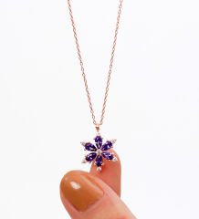 925 Ayar Gümüş Lotus Çiçeği Kadın Kolye (ÖZEL KUTULU)