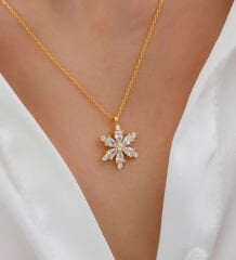 925 Ayar Gümüş Lotus Çiçeği Kadın Kolye (ÖZEL KUTULU)