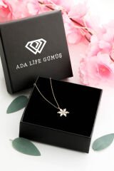 925 Ayar Gümüş Lotus Çiçeği Kadın Kolye (ÖZEL KUTULU)