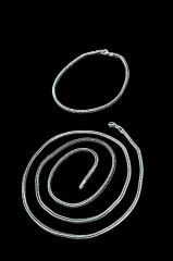 925 Ayar Gümüş 2 Li Set 2,5-3 Mm Tilki Kuyruğu Erkek Kolye Bileklik (ÇANTALI KUTU)