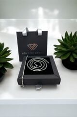 925 Ayar Gümüş 2 Li Set 3 Mm Kral Zincir Erkek Kolye Bileklik (ÇANTALI KUTU)