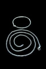 925 Ayar Gümüş 2 Li Set 3 Mm Kral Zincir Erkek Kolye Bileklik (ÇANTALI KUTU)