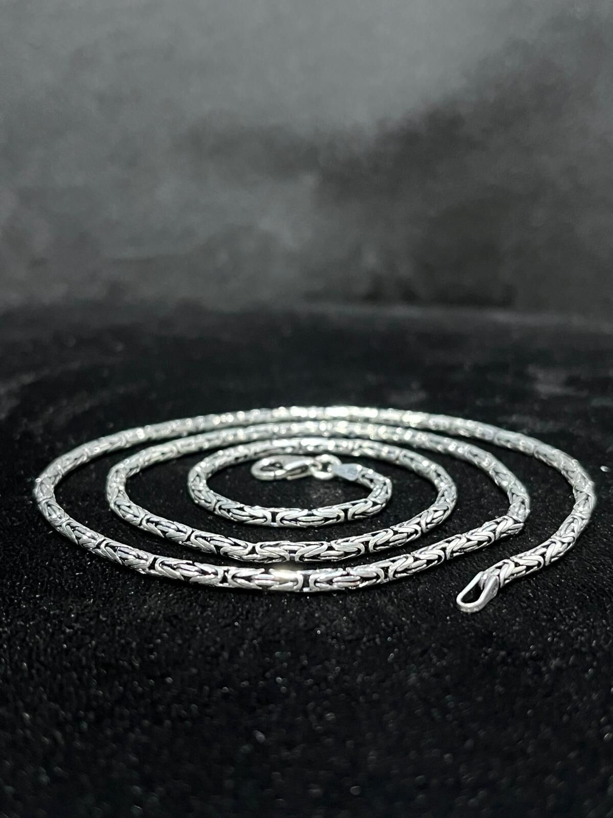 925 Ayar Gümüş 3mm Erkek Kral Zinciri Kolye (ÇANTALI KUTU)