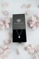925 Ayar Gümüş Zirkon Taşlı Minimal Kelebek Kolye