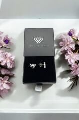925 Ayar Gümüş Zirkon Taşlı Minimal Hayalet Çivi Küpe