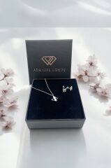 925 Ayar Gümüş Minimal Kelebek 2 li Set