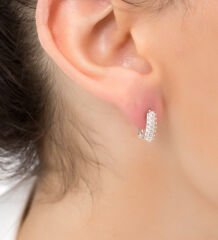 925 Ayar Gümüş Kadın Minimal Zirkon J Küpe