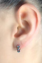 925 Ayar Gümüş Kadın Mix Taşlı Minimal Zirkon J Küpe