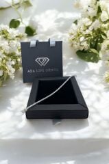 925 Ayar Gümüş Su Yolu 3 mm Zirkon Taşlı Kadın Bileklik  (ÇANTALI KUTU)