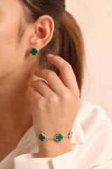 925 Ayar Gümüş YONCA 2Lİ Set 3SIRA Bileklik - Küpe (ÖZEL KUTULU)