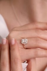 925 Ayar Gümüş Rodyum Kadın Baget Gümüş Yüzük(AYARLANABİLİR)